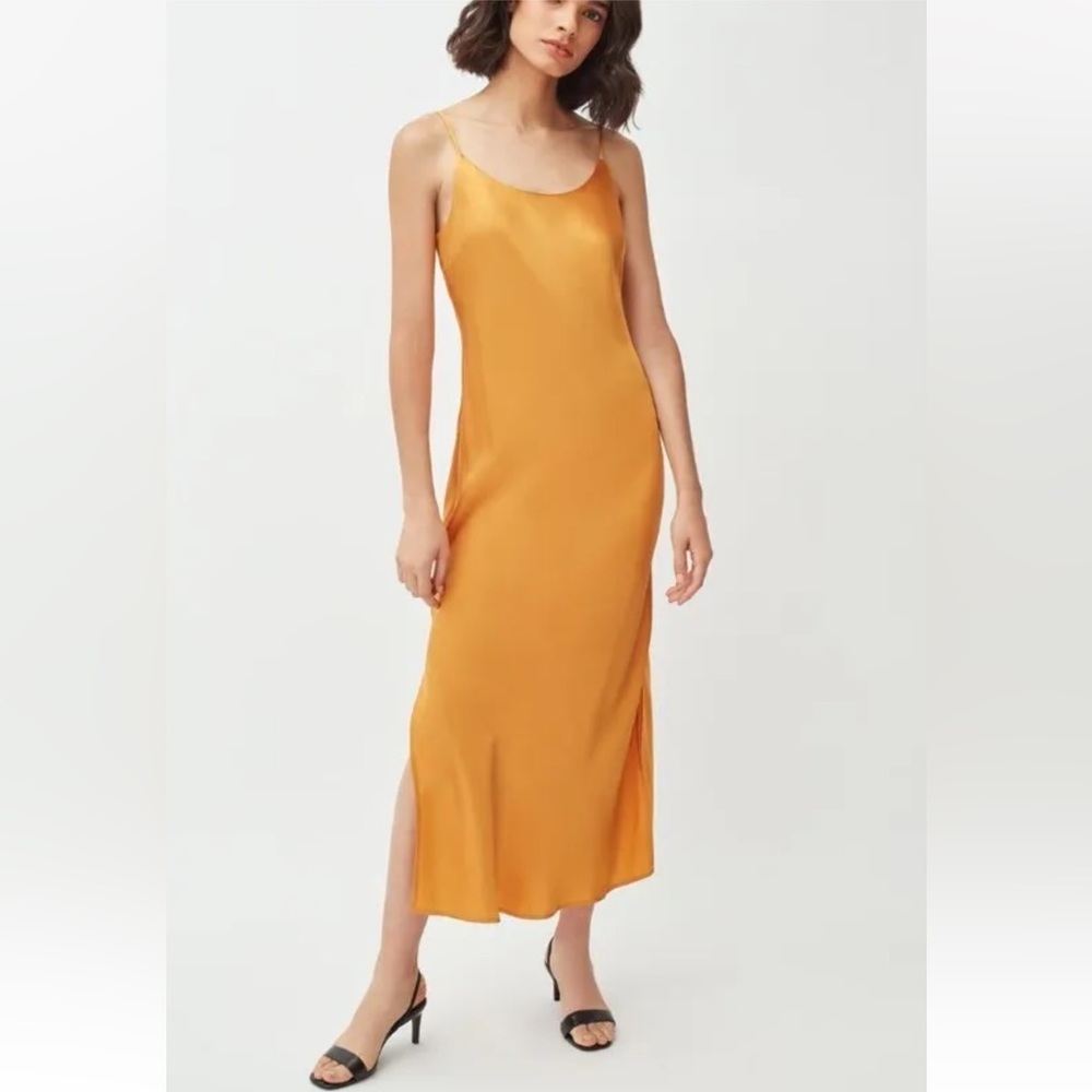 Cuyana Silk Gold Slip Dress